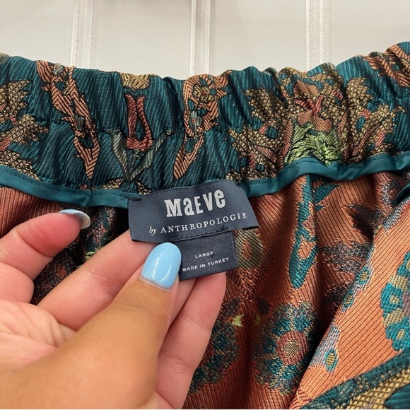 Anthropologie | Maeve Melyssa Teal Jacquard Trousers Sz L - Picture 5 of 8